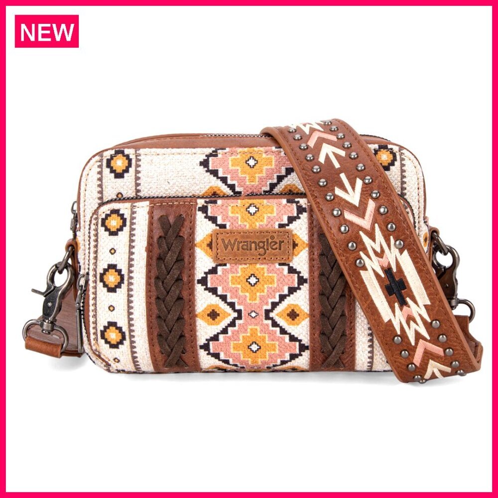Small Crossbody Bag with Multi Pockets, Adjustable Strap, Aztec Pattern